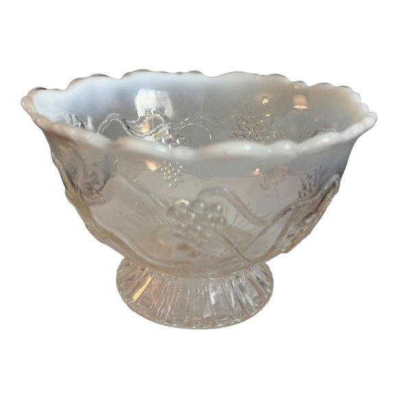 Vtg Jefferson Northwood Glass Opalescent Edge Grapes Footed Candy Bowl - Picture 3 of 6